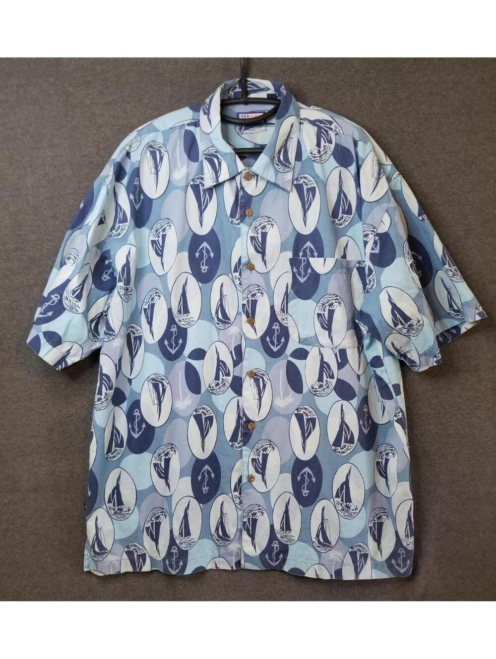 Mens 2XL Hawaiian Nautical Shirt By North Atlantic Trading  Cotton Button Up
